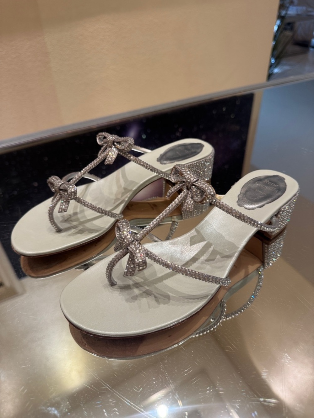 Rene Caovilla Crystal Bow Sandal